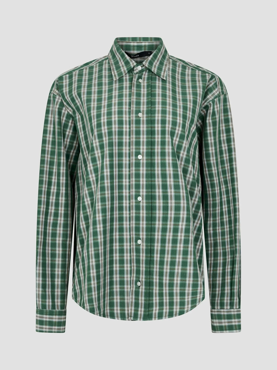Bassike Oversized Universal Shirt Green Brown Check