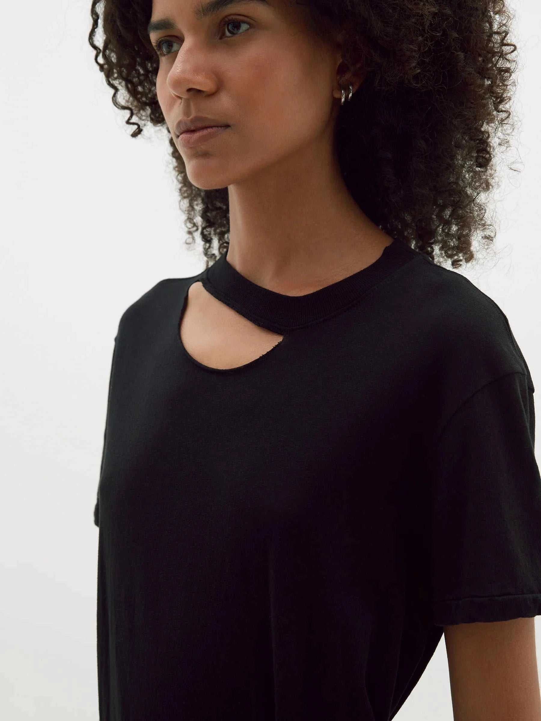 Bassike Raw Cutout Short Sleeve T/Shirt Black