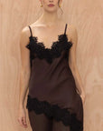 Charli Blake Contrast Lace Top Chocolate