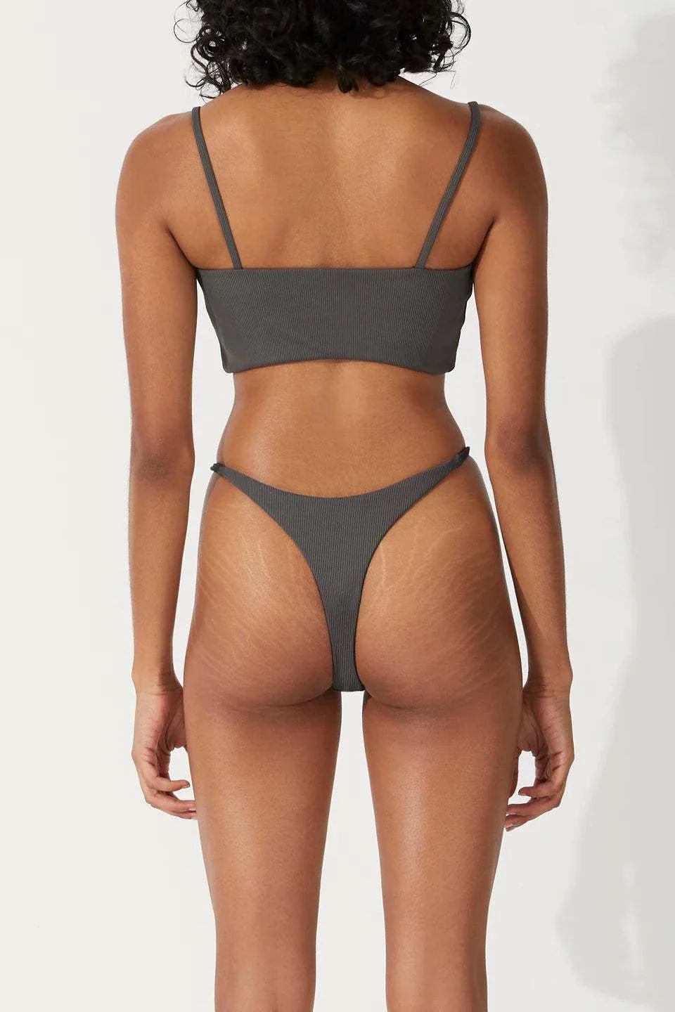 Zulu and Zephyr Rib Curve Thong Brief Charcoal
