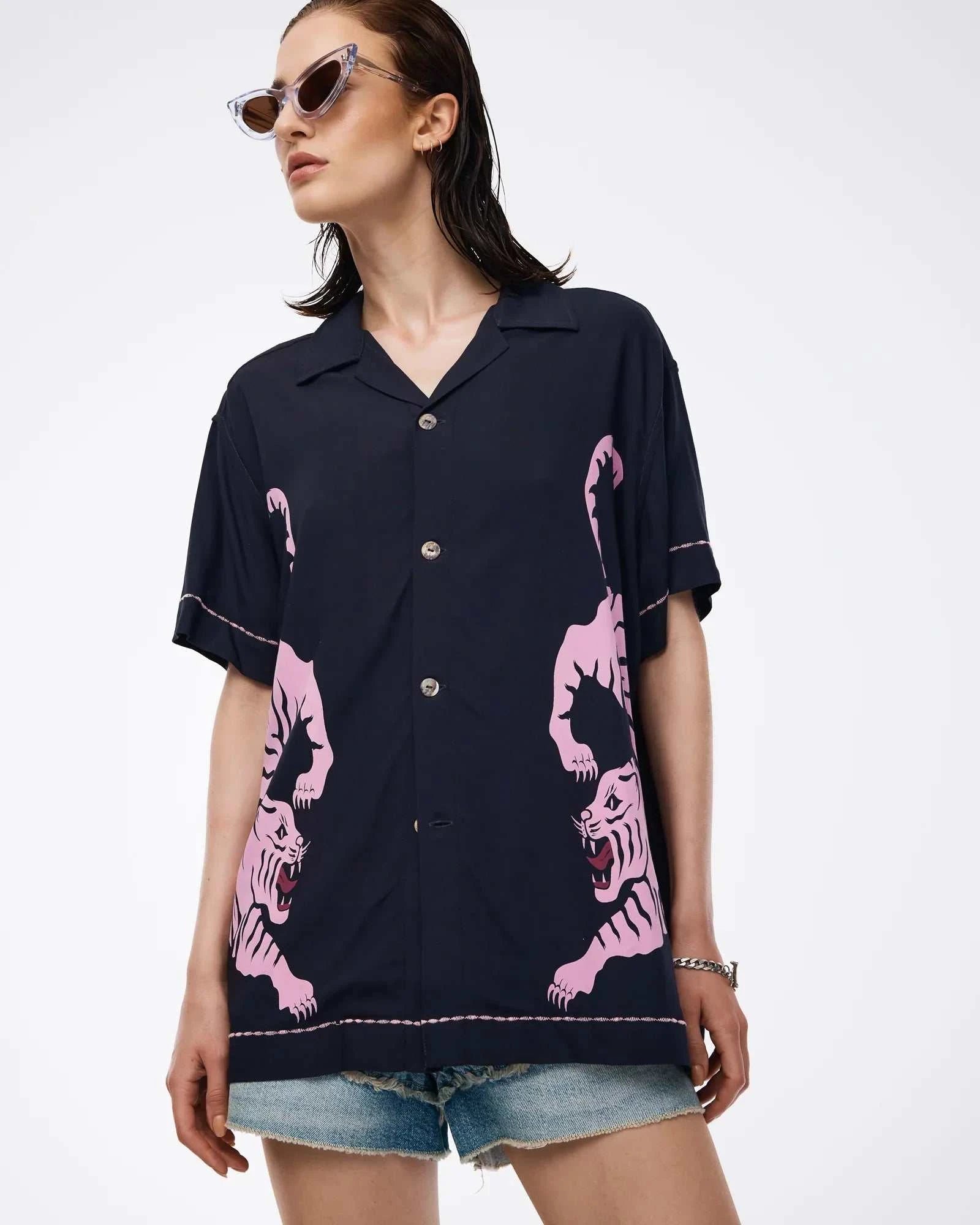 The Tales Crouching Tiger Camp Shirt Midnight