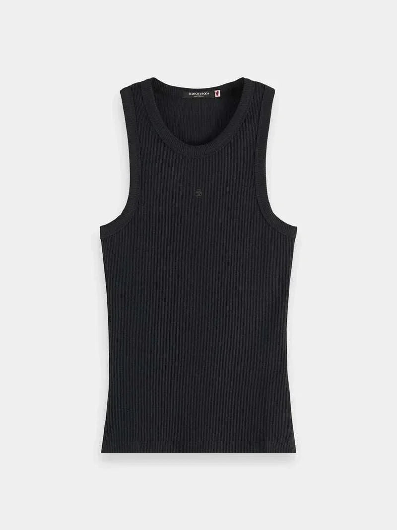 Scotch and Soda Core Rib Racer Tank Black