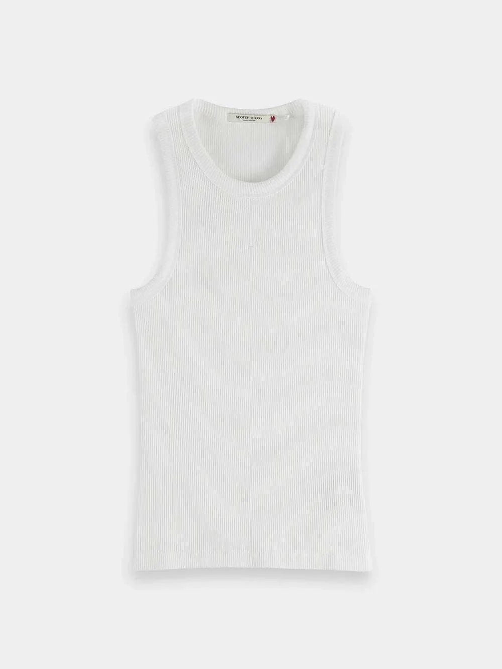 Scotch and Soda Core Rib Racer Tank White