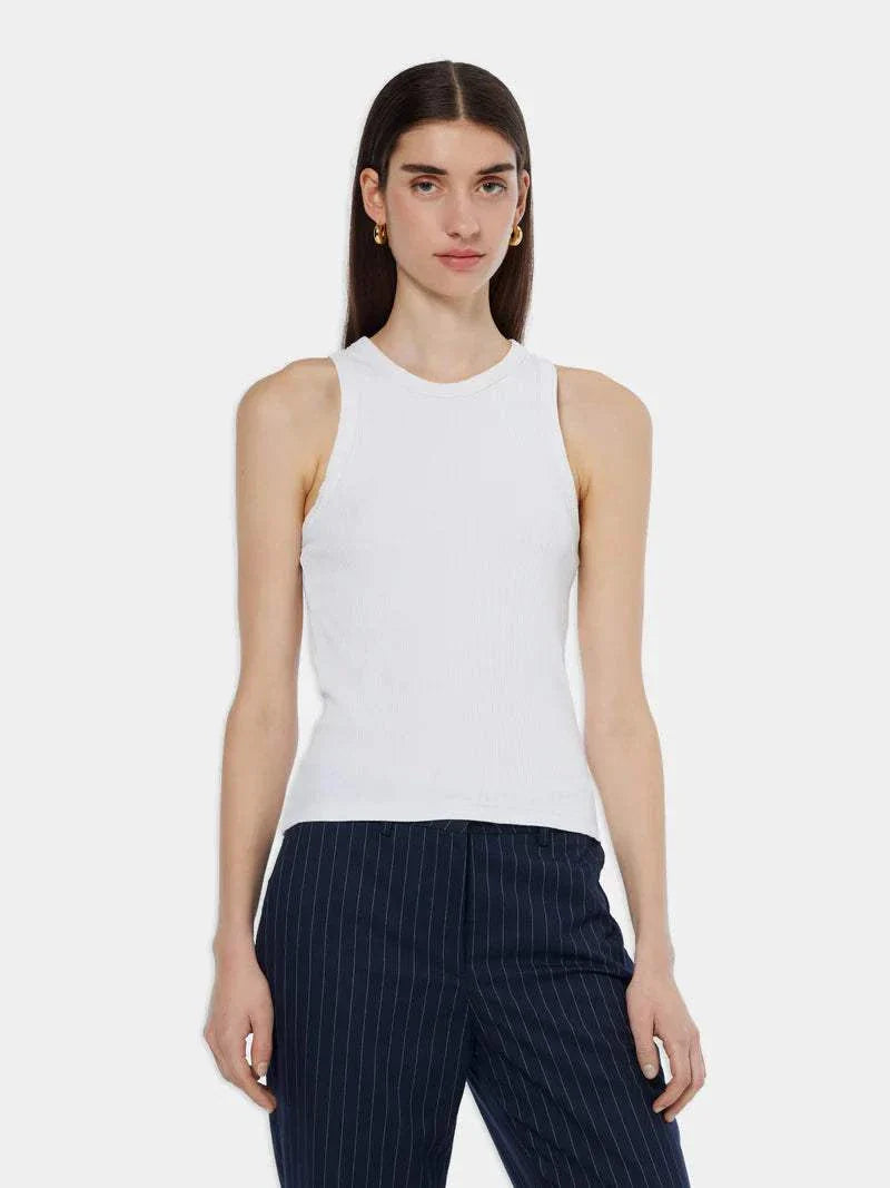 Scotch and Soda Core Rib Racer Tank White