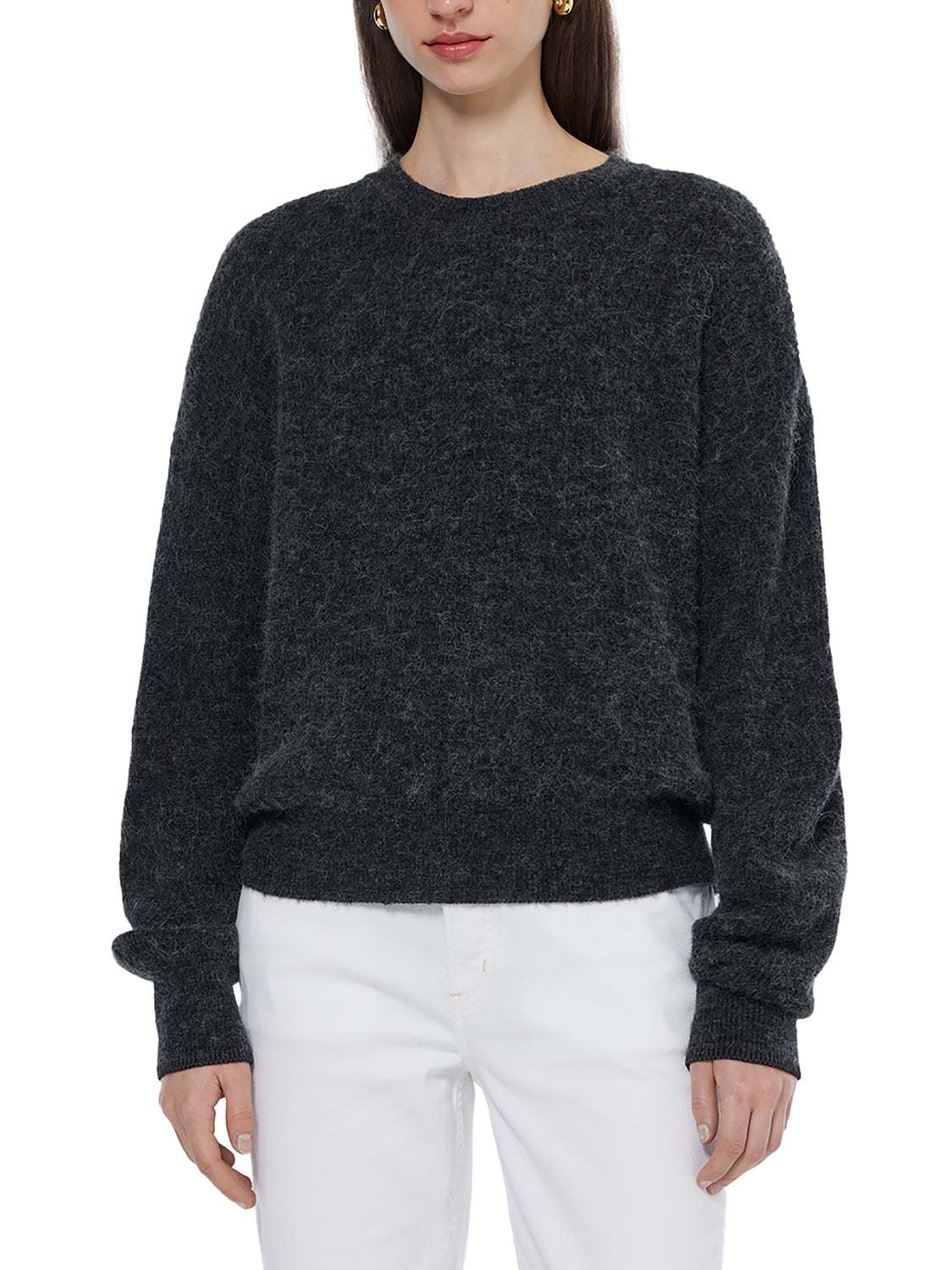 Scotch and Soda Core Fuzzy Crew Neck Pullover Charcoal