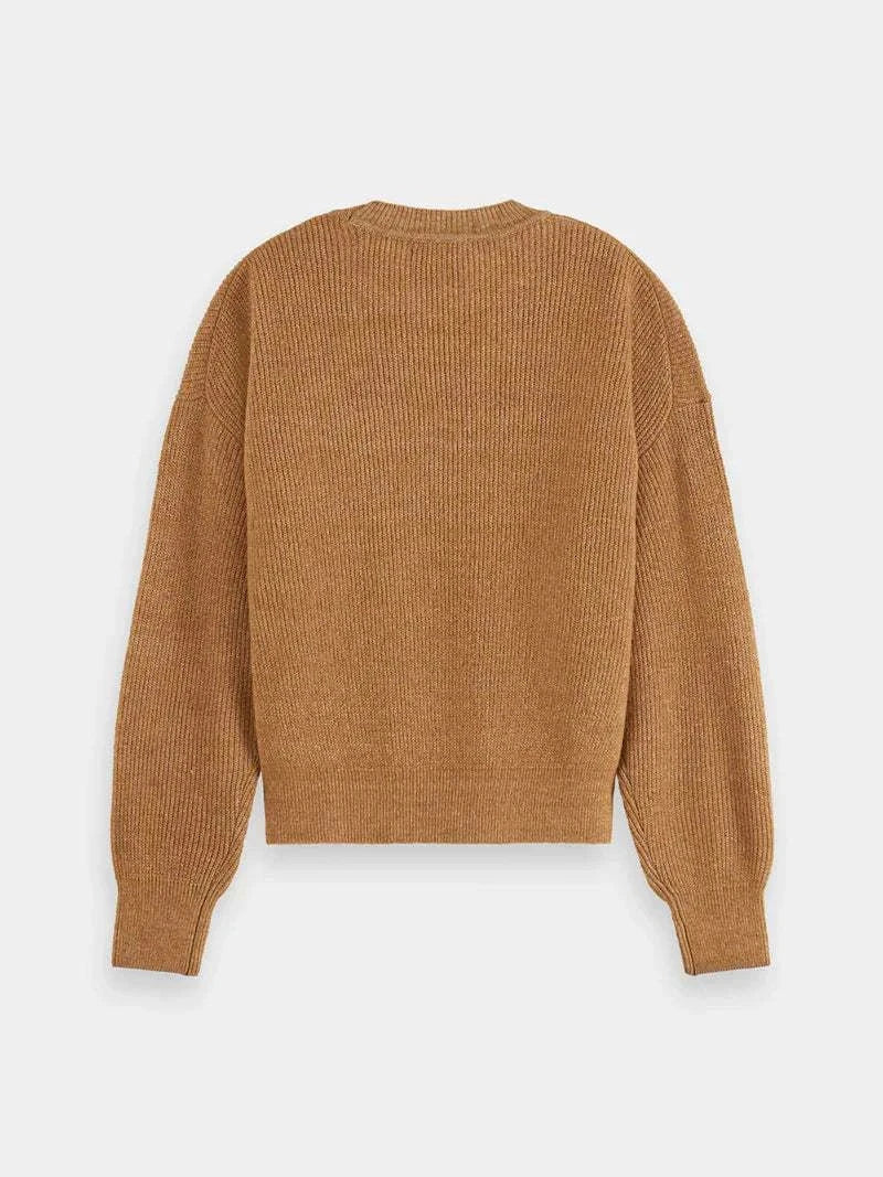 Scotch and Soda Core Fuzzy Crew Neck Pullover Tobacco