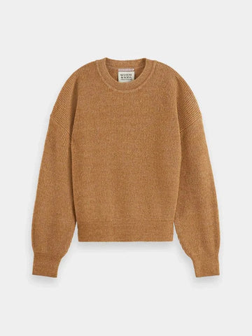 Scotch and Soda Core Fuzzy Crew Neck Pullover Tobacco