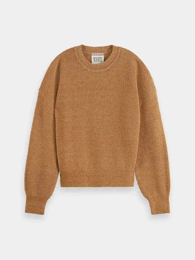 Scotch and Soda Core Fuzzy Crew Neck Pullover Tobacco
