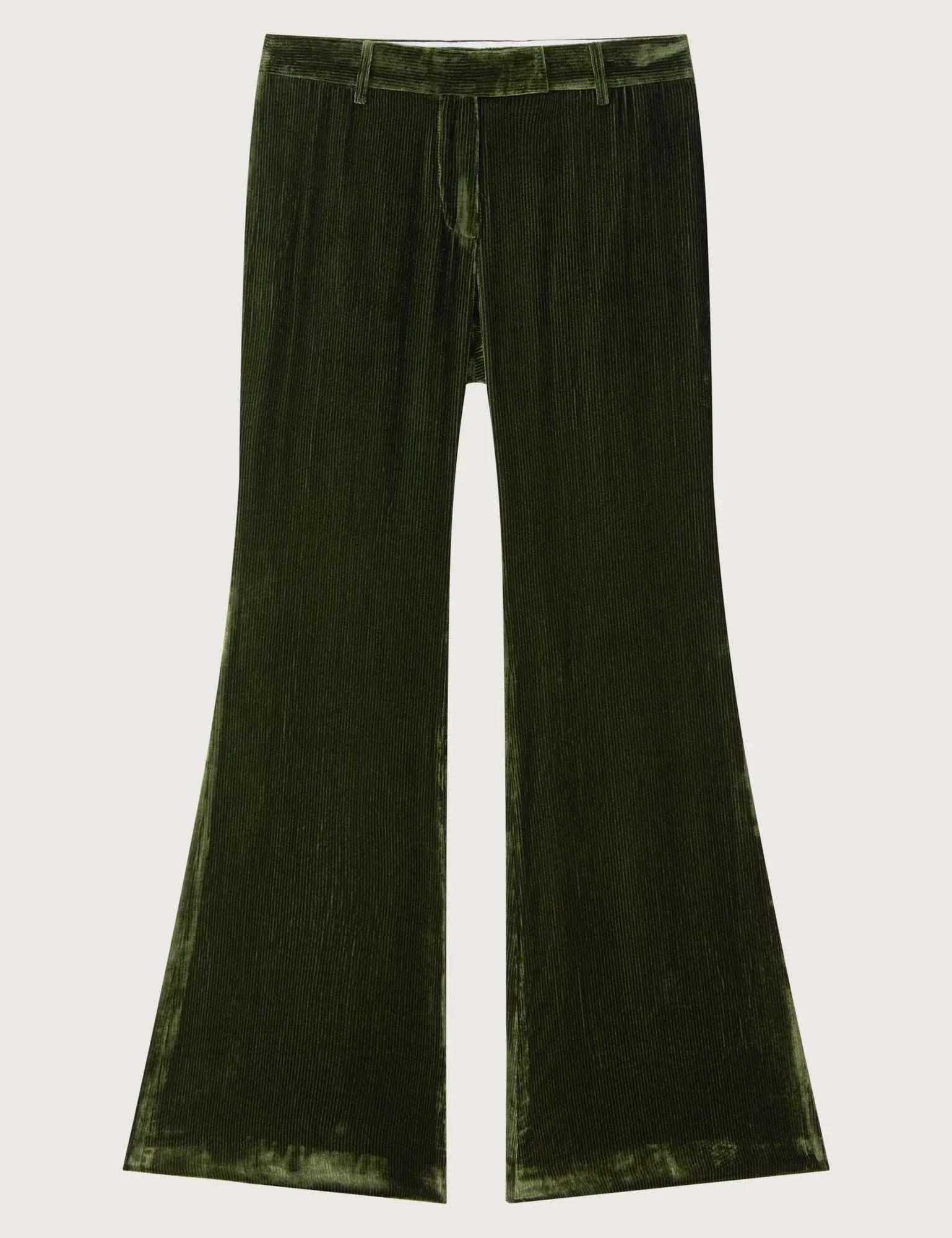 Courtney Zheng Xander Silk Velvet Corduroy Pants Moss