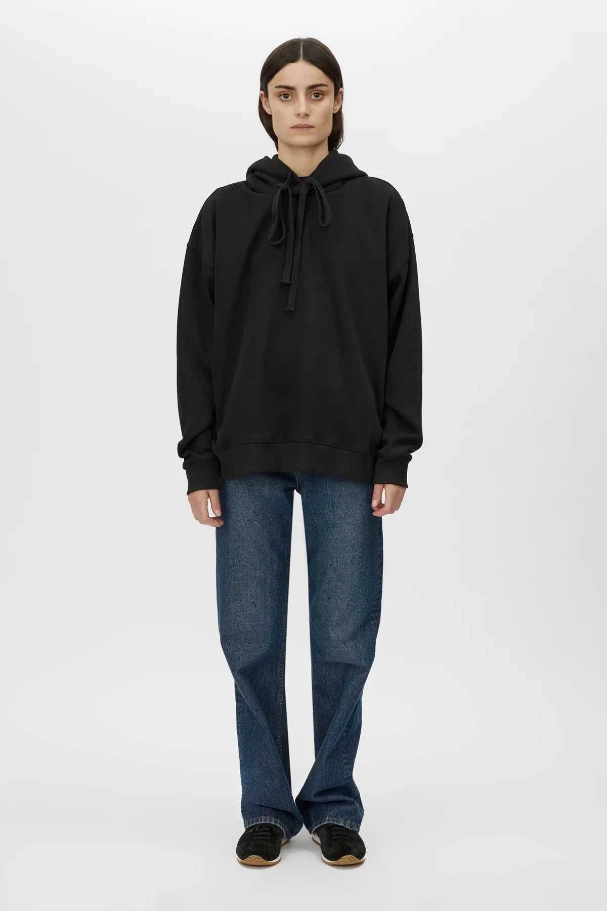 Camilla and Marc Grid Flocking Logo Hoodie Black