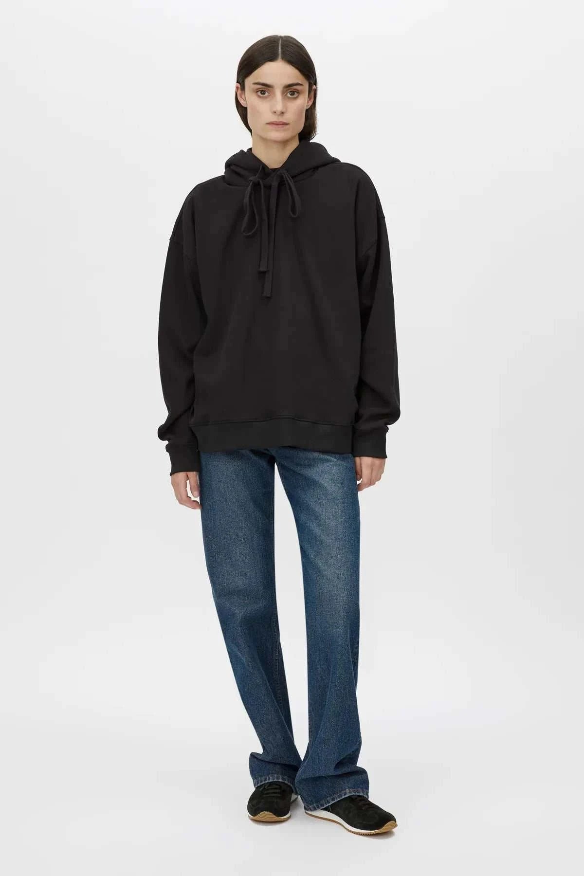 Camilla and Marc Grid Flocking Logo Hoodie Black
