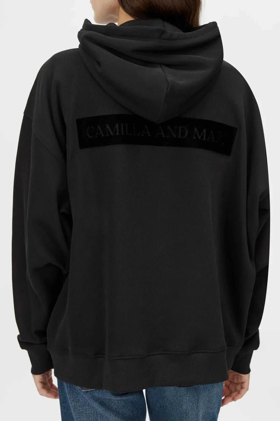 Camilla and Marc Grid Flocking Logo Hoodie Black