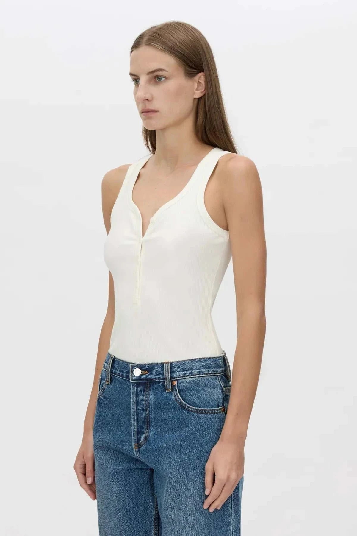 Camilla and Marc Nora Button Tank Soft White
