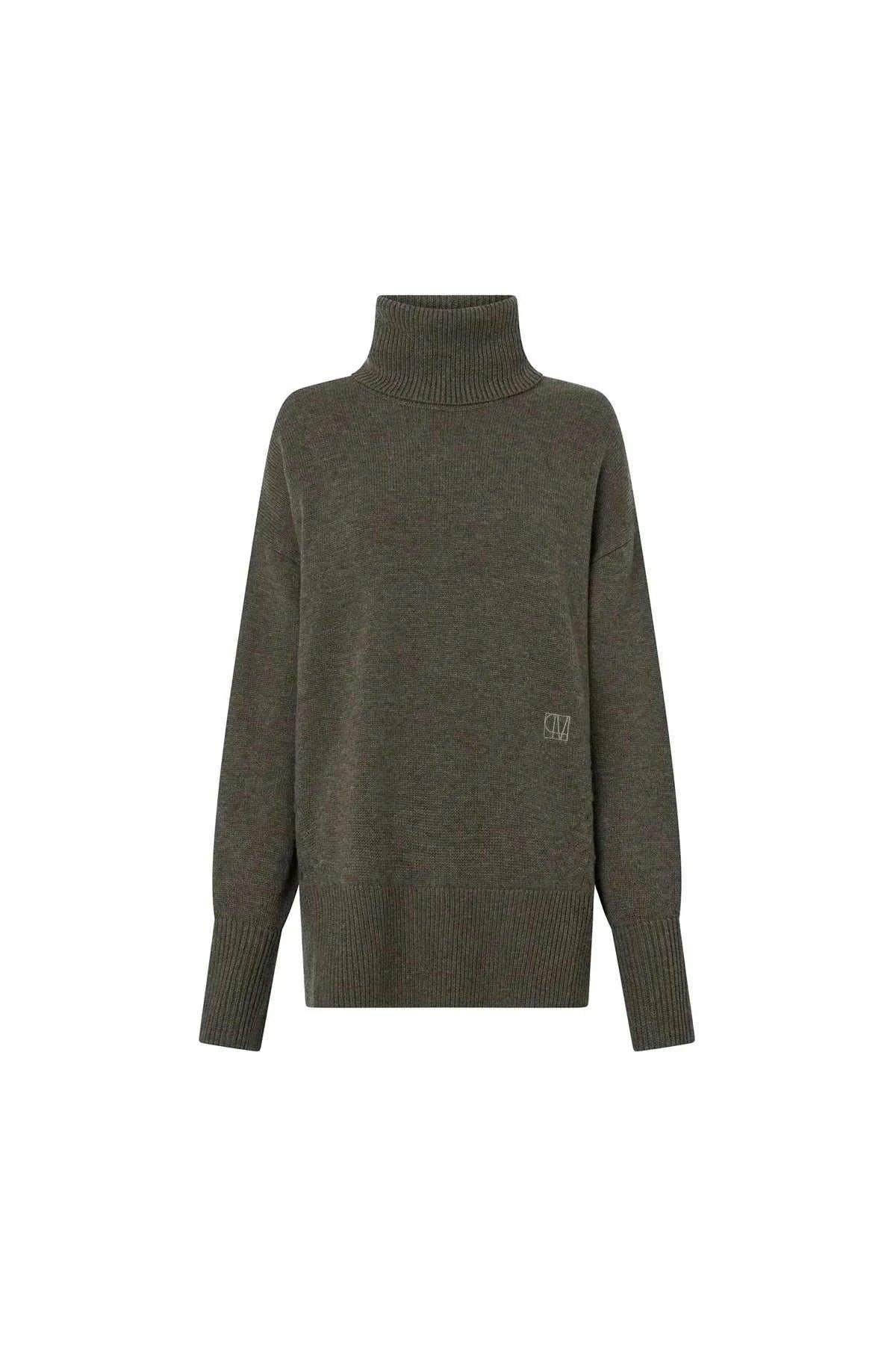 Camilla and Marc Pascal Cashmere Blend Turtleneck Army Green
