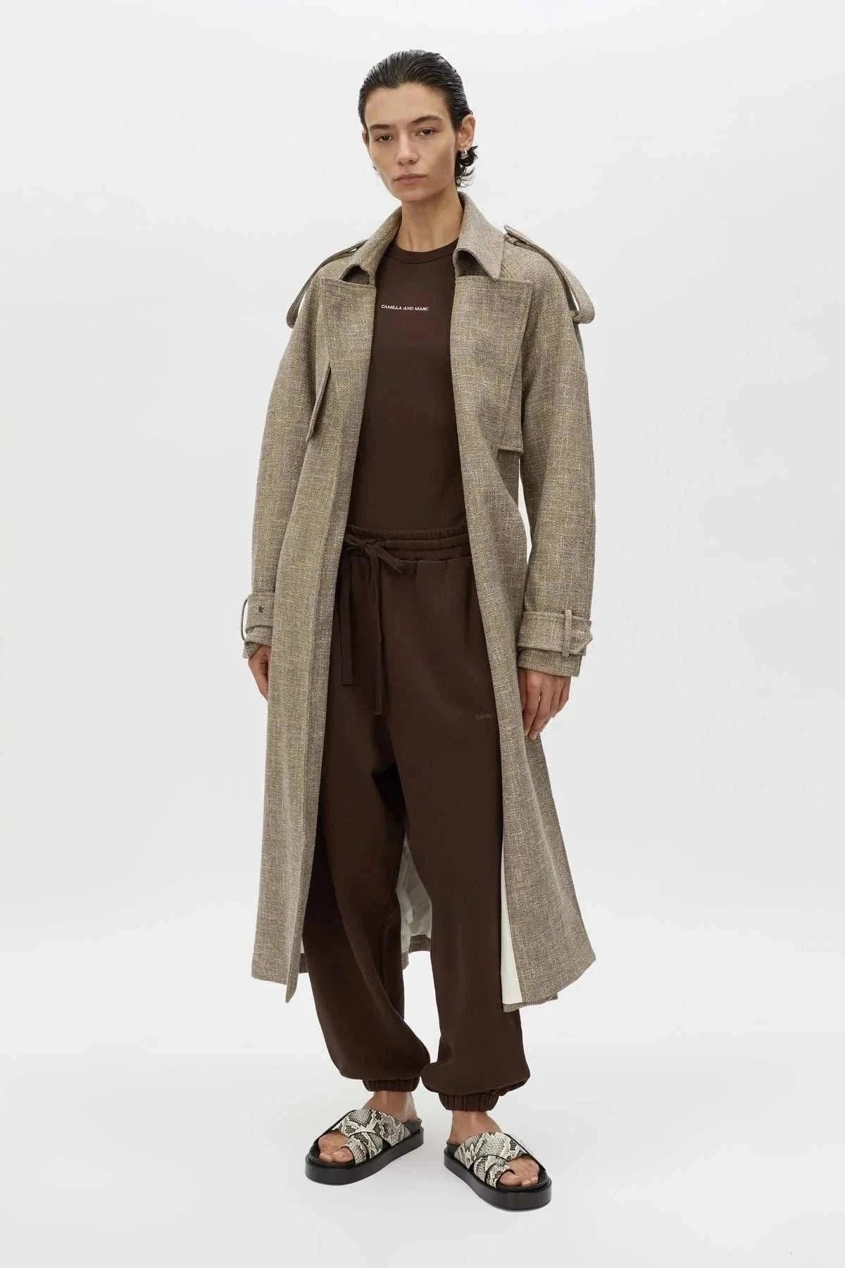 Camilla and Marc Tia Logo Track Pant Bitter Chocolate