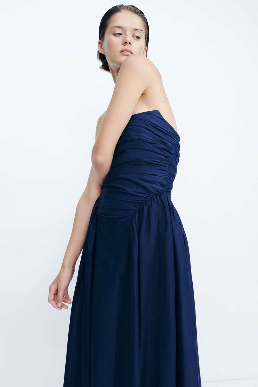 Shona Joy Celeste Strapless Panelled Maxi Dress Midnight