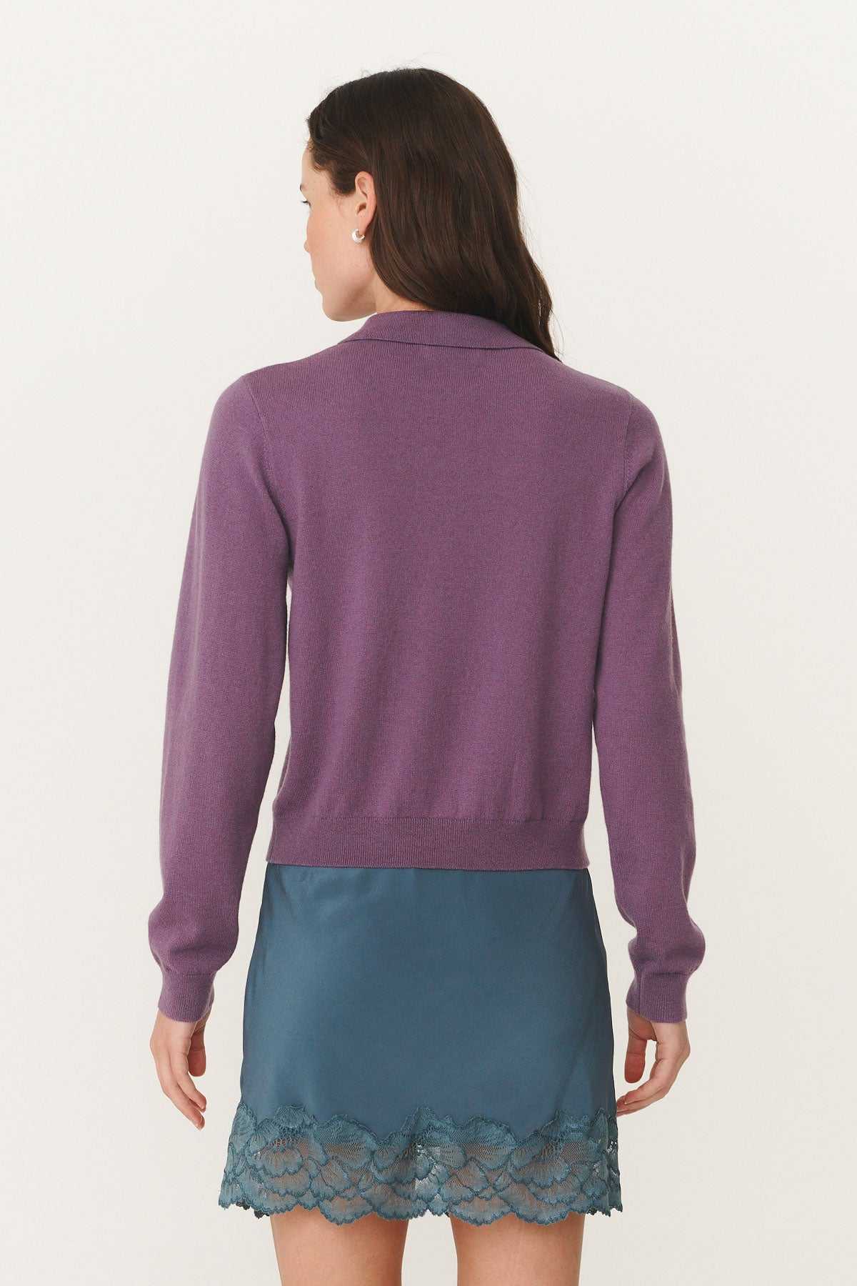 Rowie Celia Merino Knit Cardigan Grape