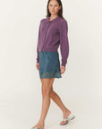 Rowie Celia Merino Knit Cardigan Grape