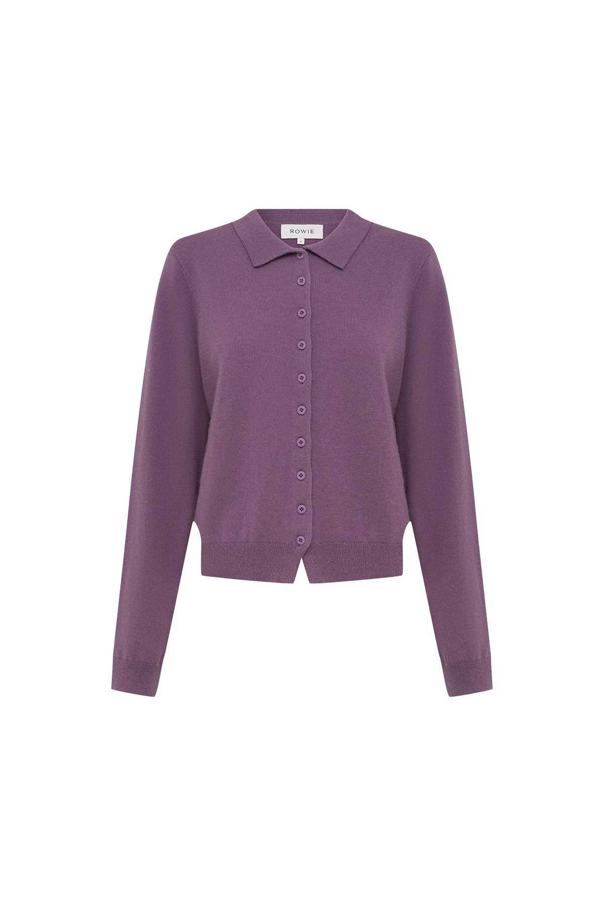Rowie Celia Merino Knit Cardigan Grape