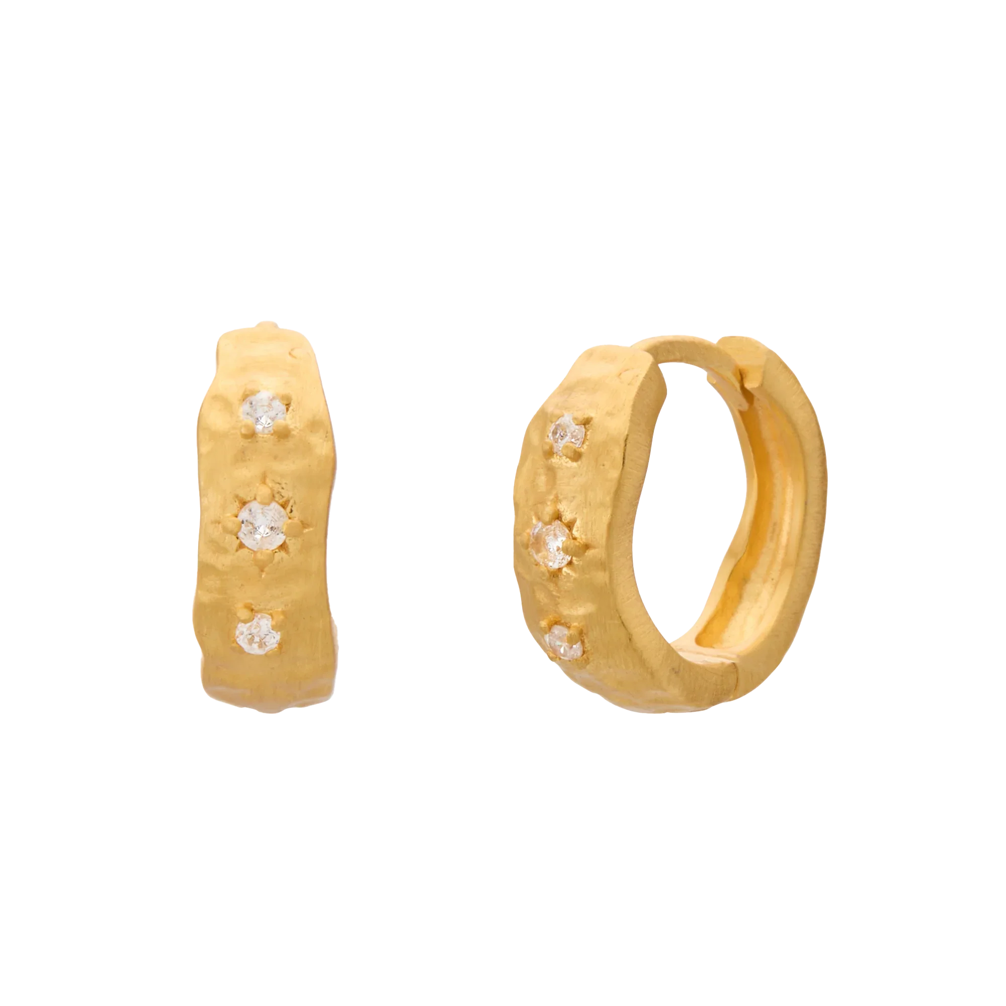 Murkani Cosmic Love Huggie White Topaz Gold