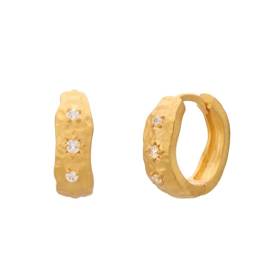Murkani Cosmic Love Huggie White Topaz Gold