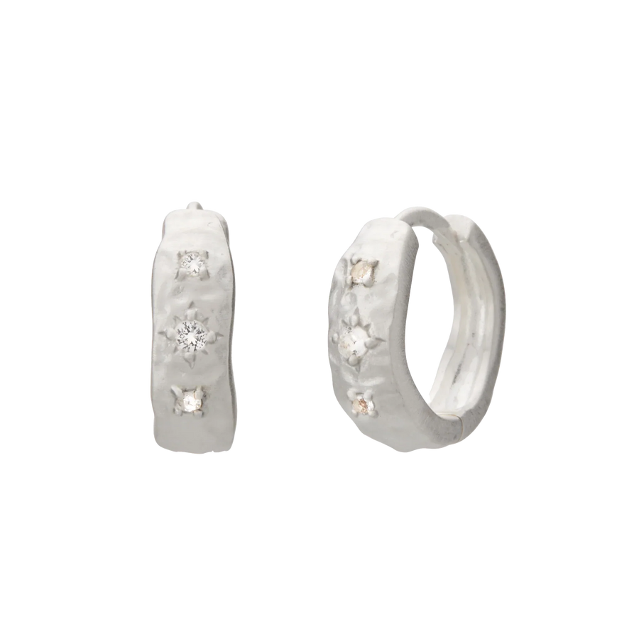Murkani Cosmic Love Huggie White Topaz Sterling Silver