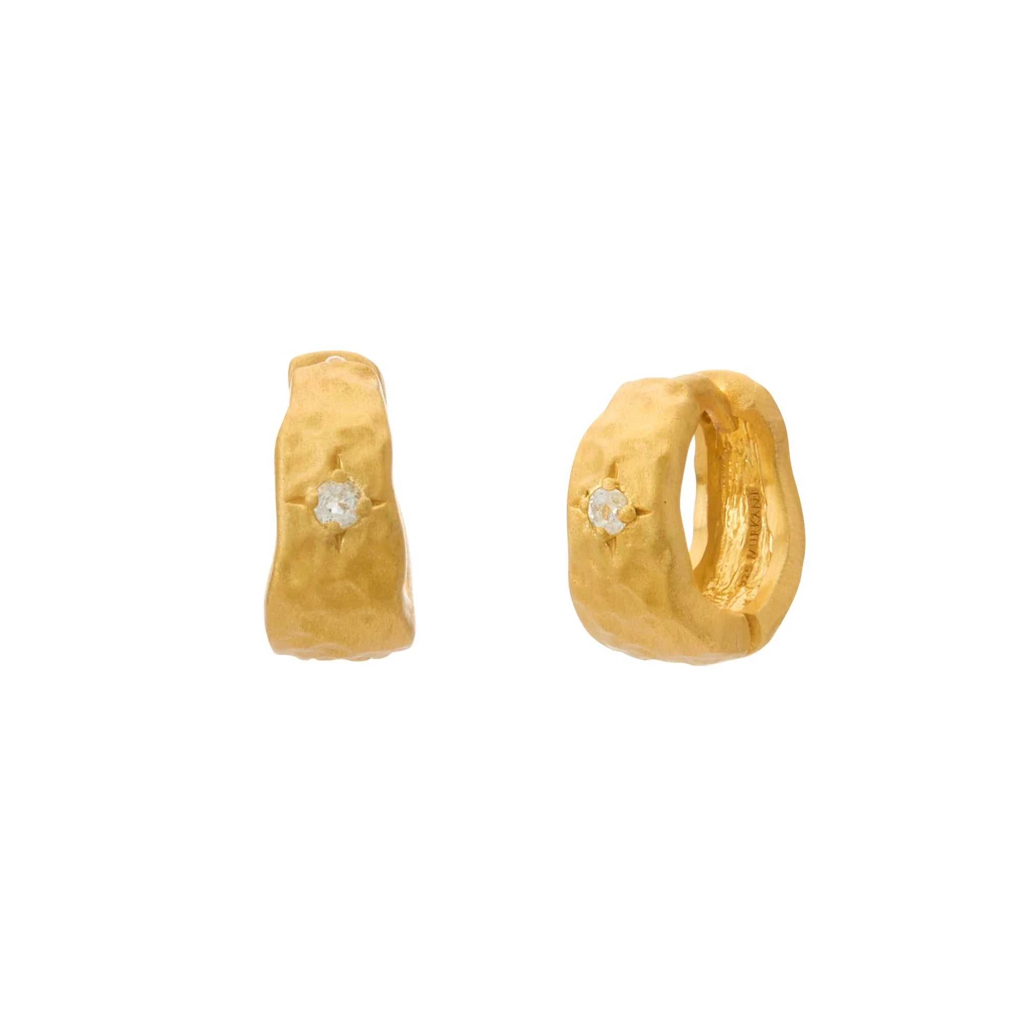 Murkani Cosmic Love Small Huggie White Topaz Gold Plated
