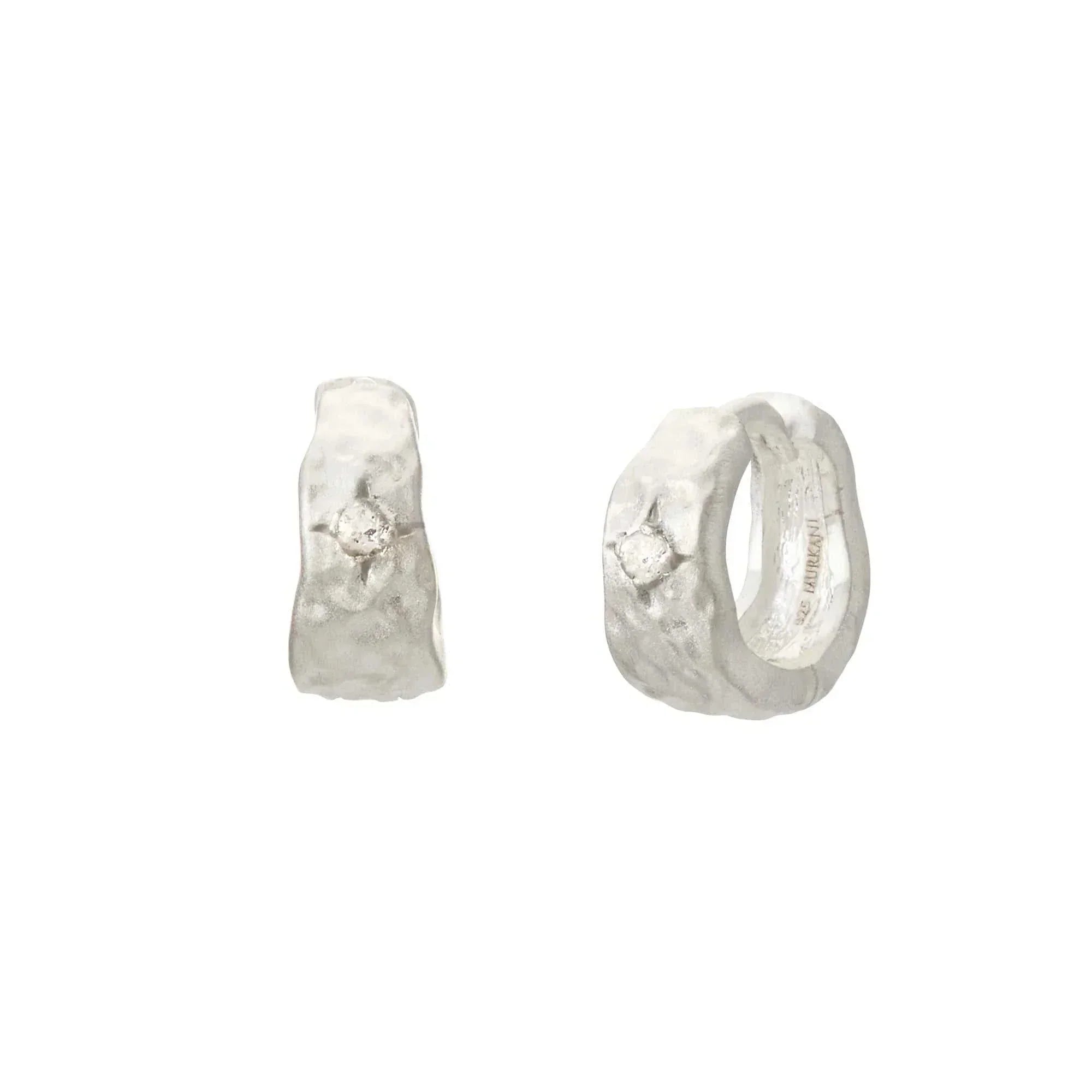 Murkani Cosmic Love Small Huggie White Topaz Sterling Silver