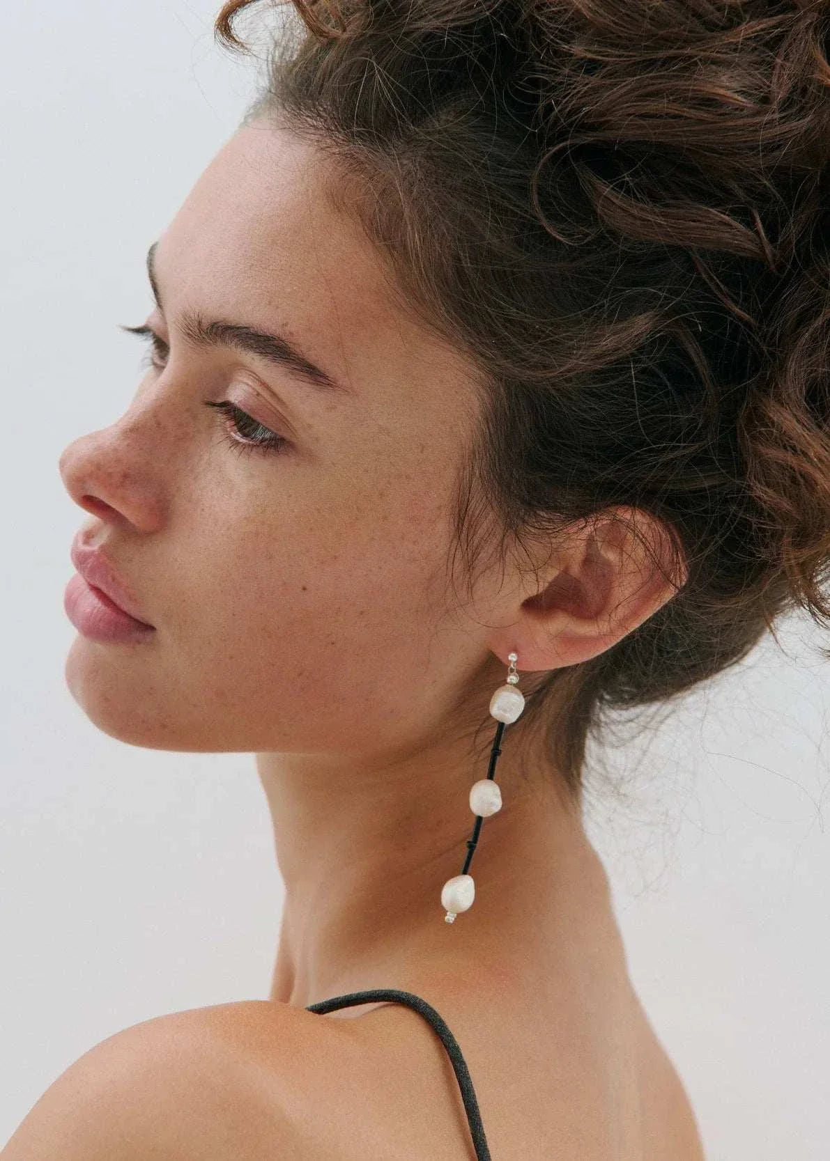 Anna Rossi Beaded Drop Pearl Earrings Black Pearl
