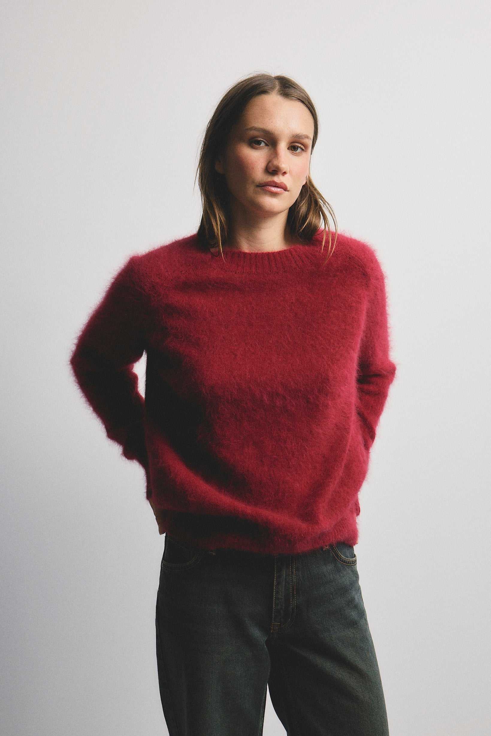 World Of Nomads Adele Cashmere Crew Neck Knit Cerise