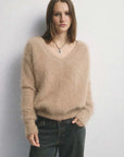 World Of Nomads Olivia Cashmere V Neck Sweater Latte