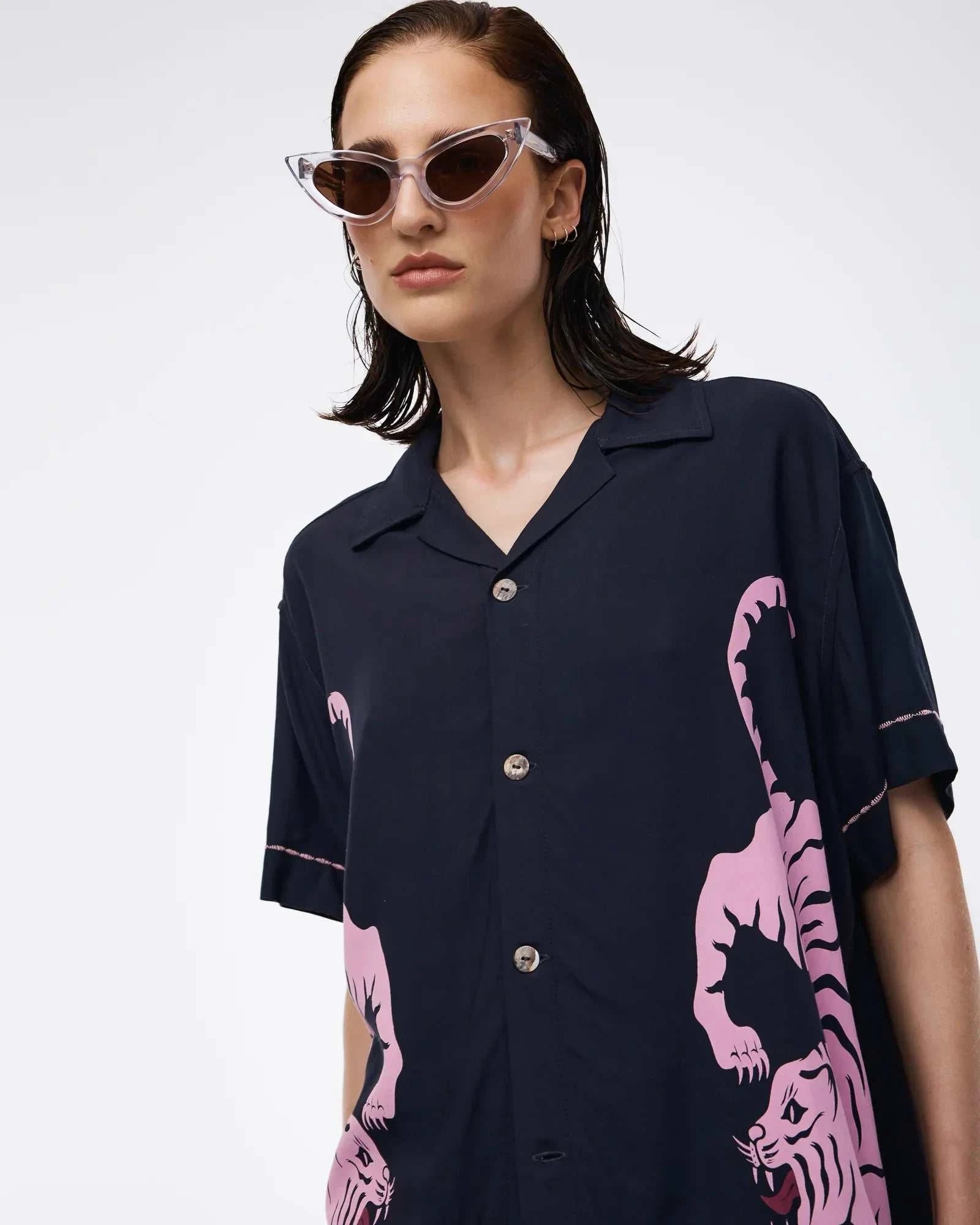 The Tales Crouching Tiger Camp Shirt Midnight