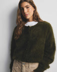 World Of Nomads Frankie Cashmere Crew Neck Cardigan Moss