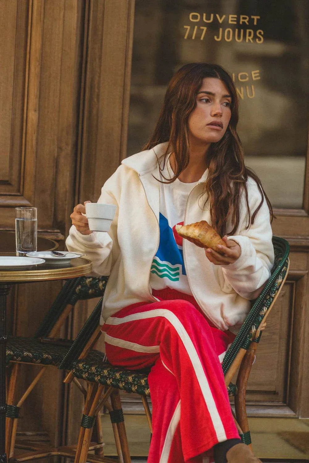 Araminta James Sherpa Zip Through Jacket in Coconut