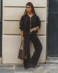 Araminta James Velour Hoodie Noir