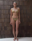 About Rose Hyde Triangle String Top Gold