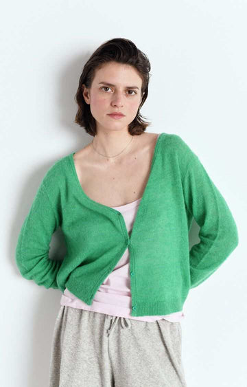 American Vintage Womens Cardigan Dumy Green Melange