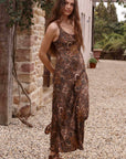 Spell Damask Bias Dress Walnut
