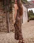 Spell Damask Bias Dress Walnut