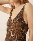 Spell Damask Bias Dress Walnut