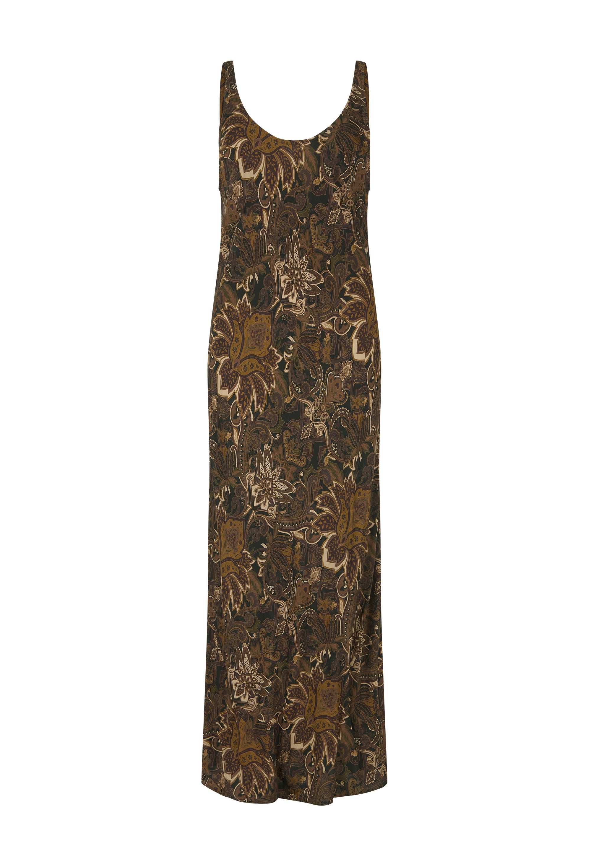 Spell Damask Bias Dress Walnut