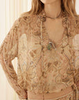 Spell Damask Long Sleeve Blouse Chai