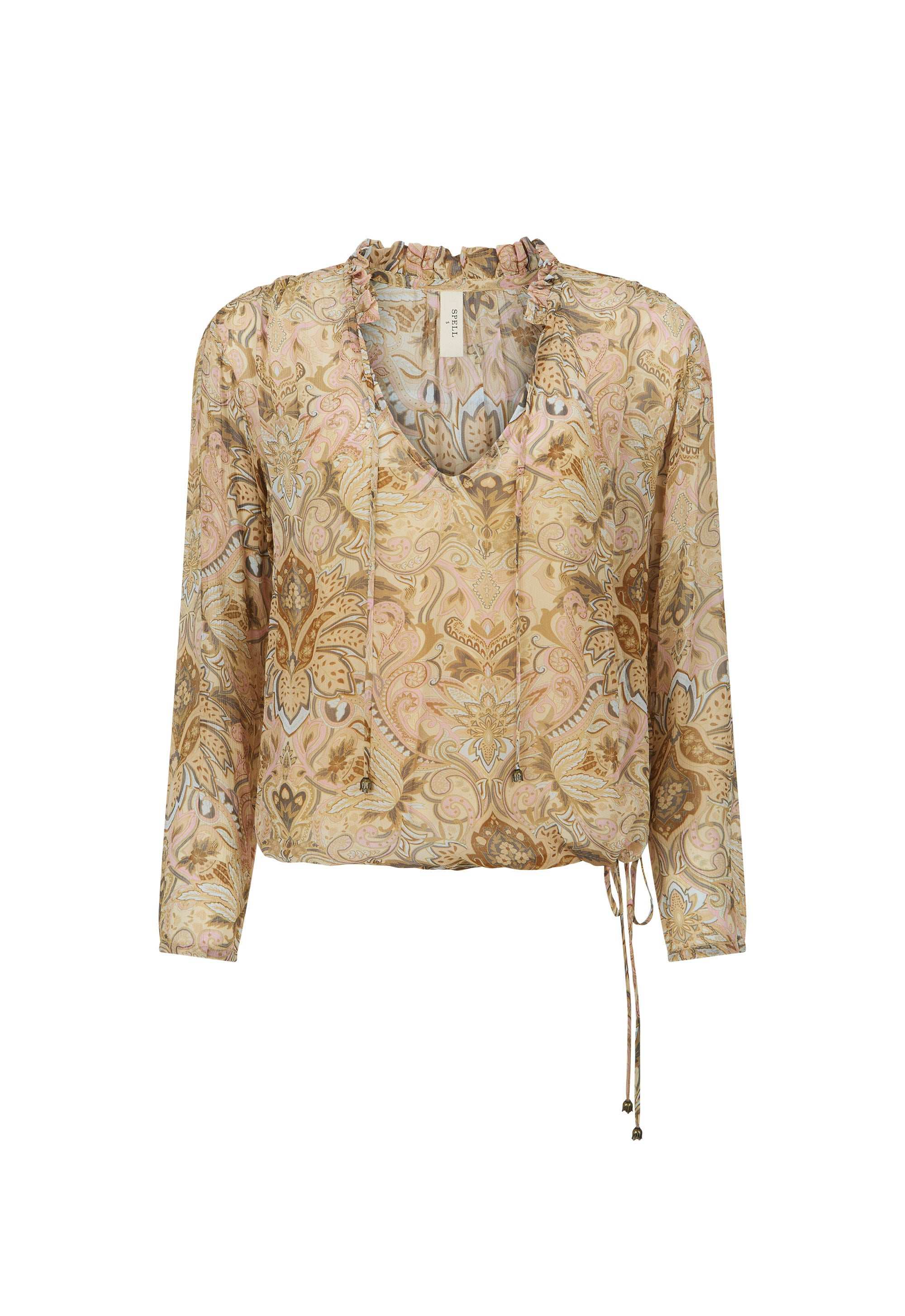 Spell Damask Long Sleeve Blouse Chai