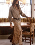 Spell Damask Ruffle Skirt Chai