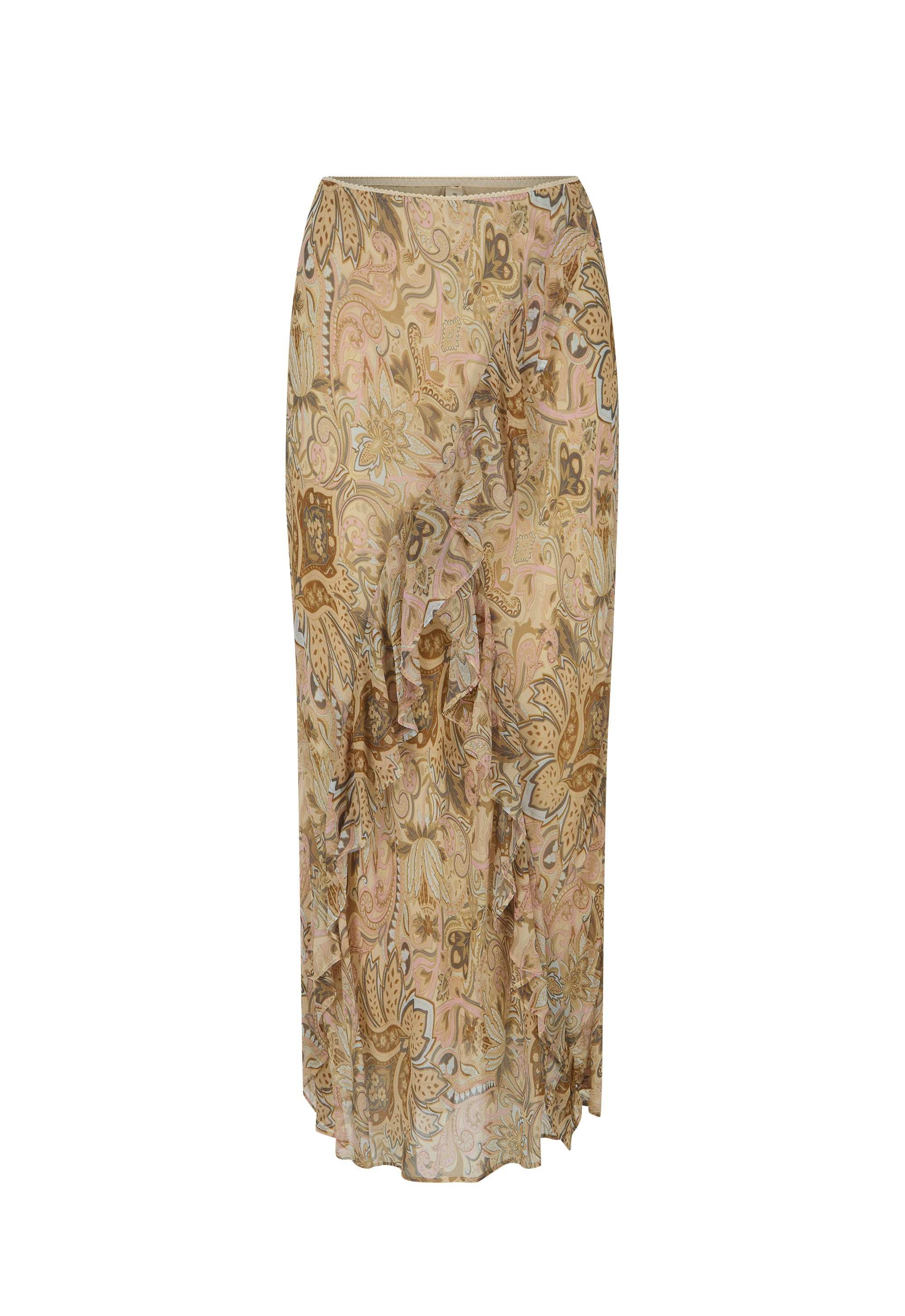 Spell Damask Ruffle Skirt Chai