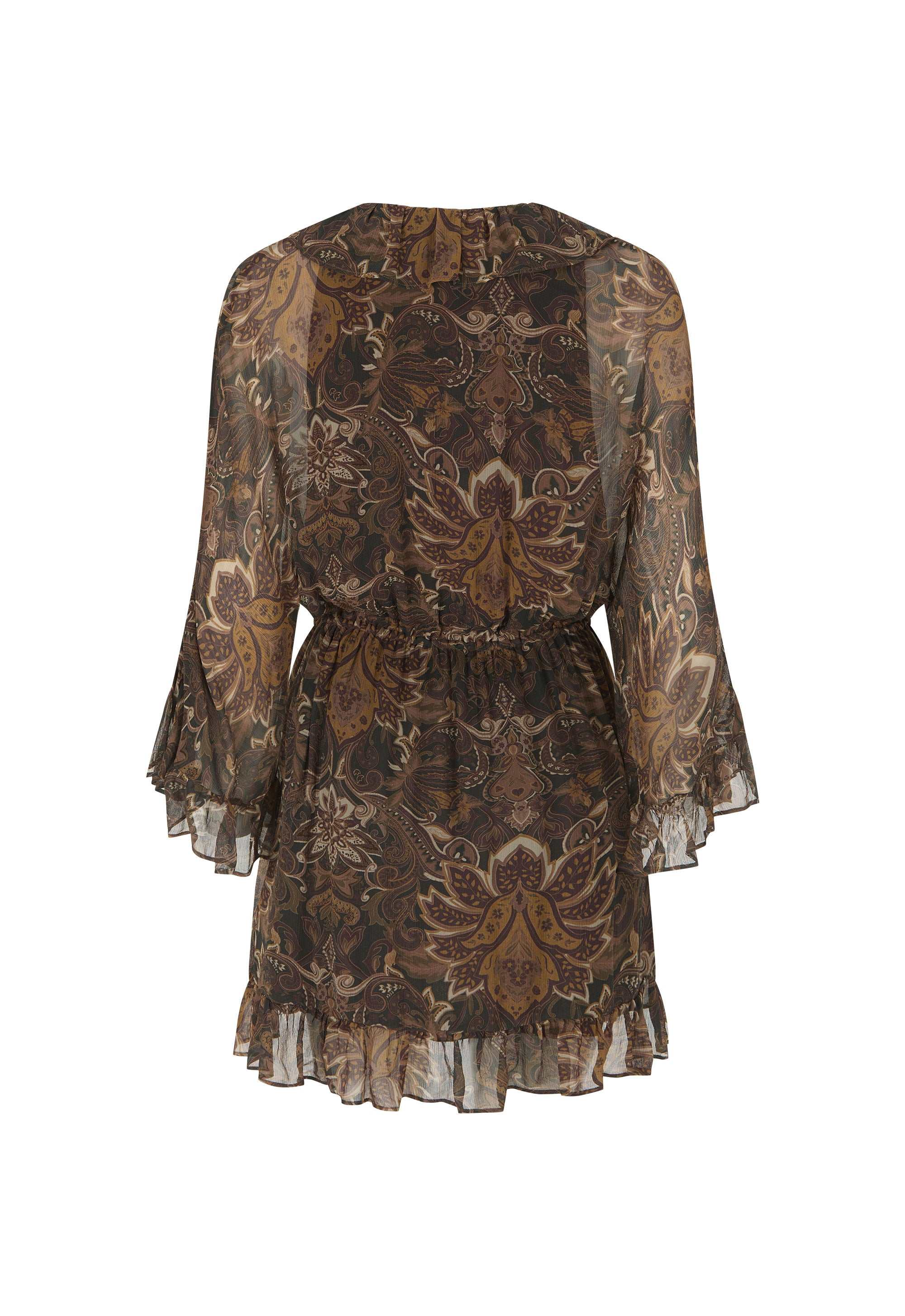 Spell Damask Tunic Mini Dress Walnut
