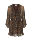 Spell Damask Tunic Mini Dress Walnut