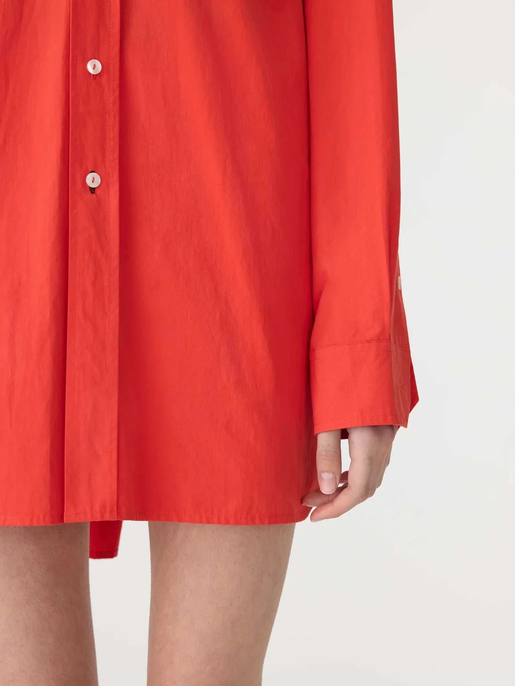 Bassike Crushed Cotton Oversized Shirt Red