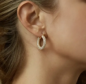 Misuzi Dilion Nicola Pave Hoops 18kt Gold Plated