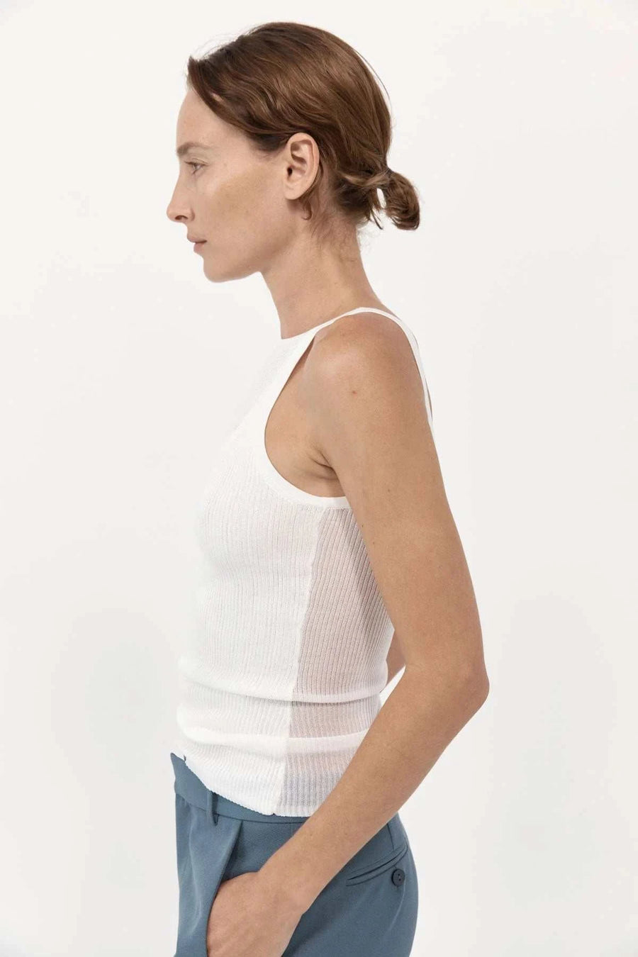St. Agni Double Layer Knit Singlet White